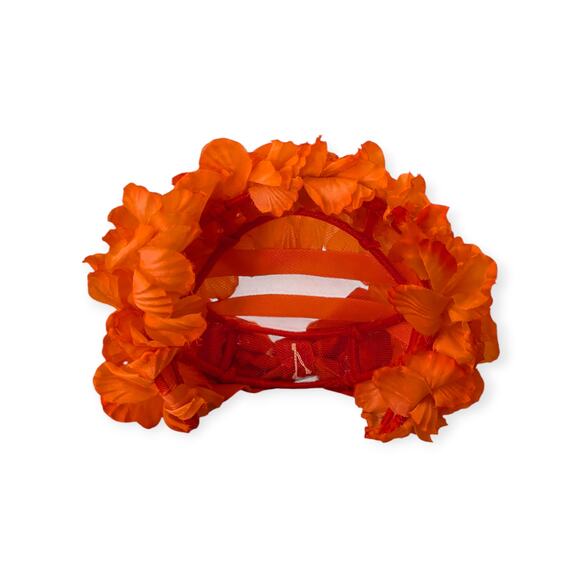 Vintage Velvet & Silk Flower Caged Half Hat ~ Bright Orange Bridal Formal Bow - Picture 6 of 11